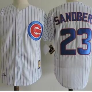 Mitchell And Ness 1990 Cubs #23 Ryne Sandberg White Throwback Stitched MLB Jersey