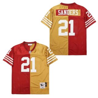 Mitchell And Ness 49ers #21 Deion Sanders Men's Throwback Stitched NFL Jerseys