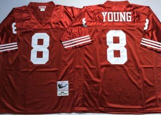 Mitchell And Ness 49ers #8 Steve Young Men's Throwback Stitched NFL Jersey