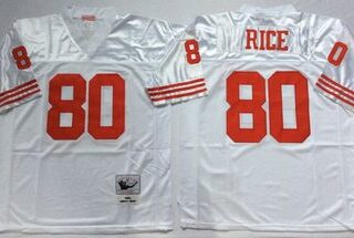 Mitchell And Ness 49ers #80 Jerry Rice white Men's Throwback Stitched NFL Jersey