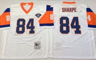 Mitchell And Ness Broncos #84 Shannon Sharpe Throwback white Throwback Stitched NFL Jersey