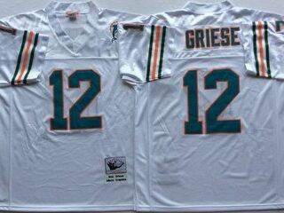 Mitchell And Ness Dolphins #12 bob griese white Throwback Stitched NFL Jersey