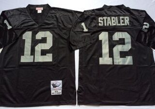 Mitchell And Ness Raiders #12 Ken Stabler balck Throwback Stitched NFL Jersey