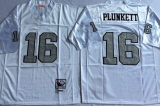 Mitchell And Ness Raiders #16 16 Jim Plunkett White Throwback Stitched NFL Jerseys