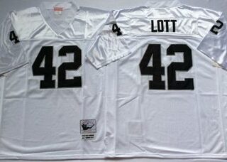 Mitchell And Ness Raiders #42 Ronnie Lott White Throwback Stitched NFL Jersey