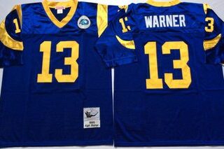 Mitchell And Ness Rams #13 kurt warner Blue Throwback Stitched NFL Jersey