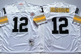 Mitchell And Ness Steelers #12 Terry Bradshaw white Throwback Stitched NFL Jersey