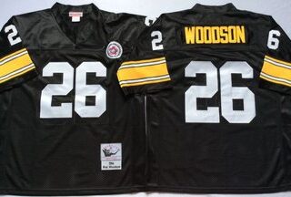 Mitchell And Ness Steelers #26 Woodson Black Throwback Stitched NFL Jersey