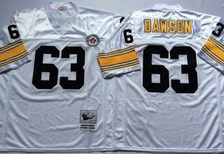 Mitchell And Ness Steelers #63 Dermontti Dawson white Throwback Stitched NFL Jersey