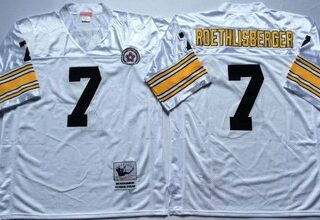 Mitchell And Ness Steelers #7 Ben Roethlisberger white Throwback Stitched NFL Jersey