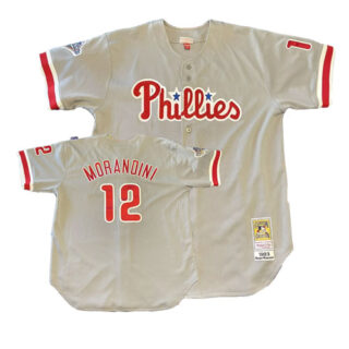 Men's Mitchell & Ness Philadelphia Phillies #12 Mickey Morandini Baseball Jersey