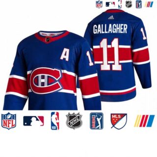 Montreal Canadiens #11 Brendan Gallagher Blue Men's Adidas 2020-21 Reverse Retro Alternate NHL Jersey