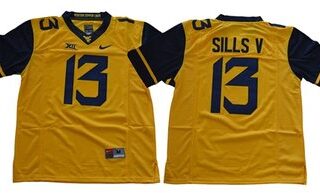 Mountaineers #13 David Sills V Gold Limited Stitched NCAA Jersey