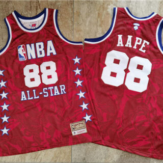 NBA 88 AAPE All Star Red Hardwood Classics Jersey