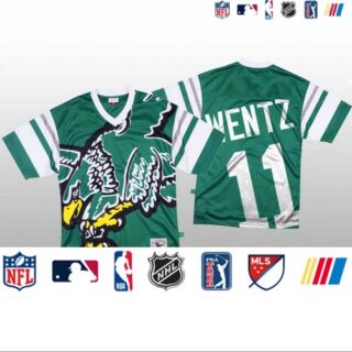 NFL Philadelphia Eagles #11 Carson Wentz Green Men's Mitchell & Nell Big Face Fashion Limited NFL Jersey