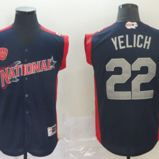 National League 22 Christian Yelich Navy 2019 MLB All-Star Game Player Jersey