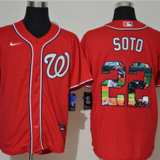 Nationals 22 Juan Soto Red Nike Cool Base Player Jersey