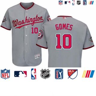 Nationals #10 Yan Gomes Grey Flexbase Authentic Collection 2019 World Series Bound Stitched Baseball Jersey