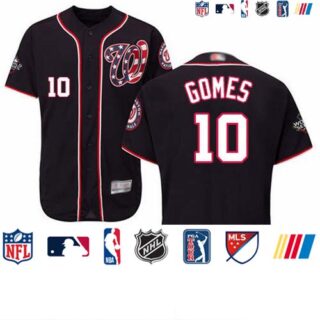 Nationals #10 Yan Gomes Navy Blue Flexbase Authentic Collection 2019 World Series Bound Stitched Baseball Jersey
