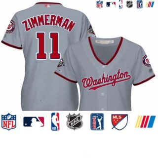 Nationals #11 Ryan Zimmerman Grey Road 2019 World Series Champions Women's Stitched Baseball Jersey