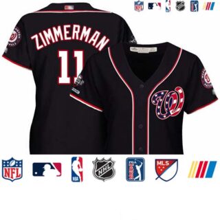 Nationals #11 Ryan Zimmerman Navy Blue Alternate 2019 World Series Champions Women's Stitched Baseball Jersey