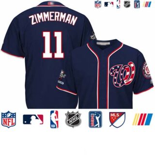 Nationals #11 Ryan Zimmerman Navy Blue New Cool Base 2019 World Series Champions Stitched Baseball Jersey