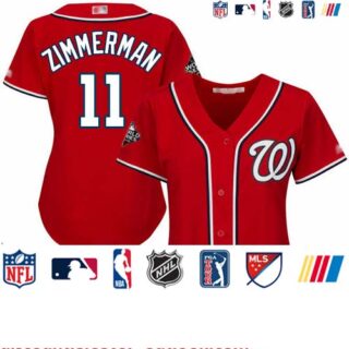 Nationals #11 Ryan Zimmerman Red Alternate 2019 World Series Bound Women's Stitched Baseball Jersey