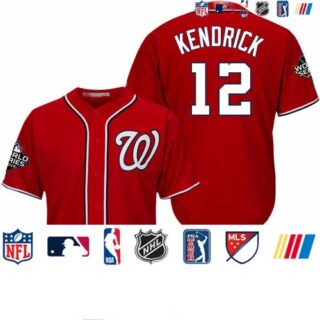 Nationals #12 Howie Kendrick Red Cool Base 2019 World Series Champions Stitched Baseball Jersey