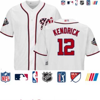 Nationals #12 Howie Kendrick White Cool Base 2019 World Series Bound Stitched Baseball Jersey