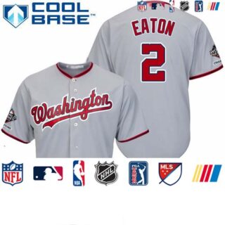 Nationals #2 Adam Eaton Grey Cool Base 2019 World Series Champions Stitched Youth Baseball Jersey