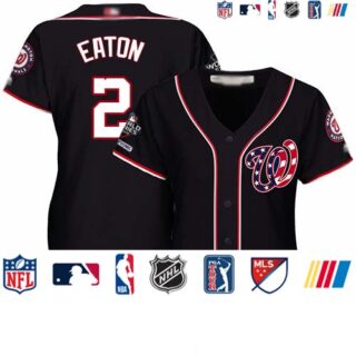 Nationals #2 Adam Eaton Navy Blue Alternate 2019 World Series Champions Women's Stitched Baseball Jersey