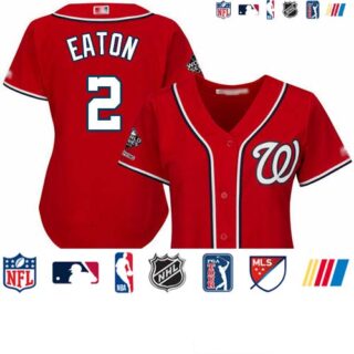 Nationals #2 Adam Eaton Red Alternate 2019 World Series Champions Women's Stitched Baseball Jersey