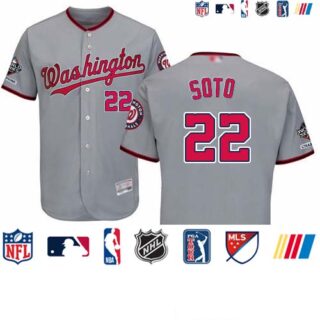 Nationals #22 Juan Soto Grey Flexbase Authentic Collection 2019 World Series Champions Stitched Baseball Jersey