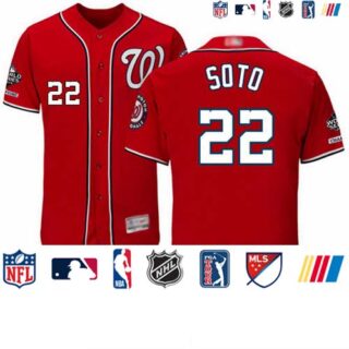 Nationals #22 Juan Soto Red Flexbase Authentic Collection 2019 World Series Champions Stitched Baseball Jersey