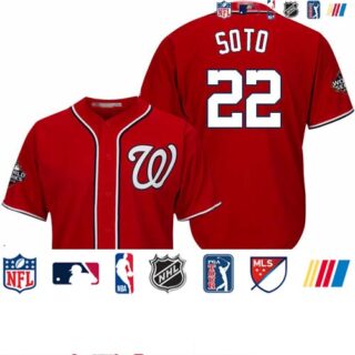 Nationals #22 Juan Soto Red New Cool Base 2019 World Series Bound Stitched Baseball Jersey