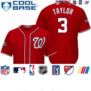 Nationals #3 Michael Taylor Red Cool Base 2019 World Series Bound Stitched Youth Baseball Jersey