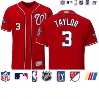 Nationals #3 Michael Taylor Red Flexbase Authentic Collection 2019 World Series Bound Stitched Baseball Jersey