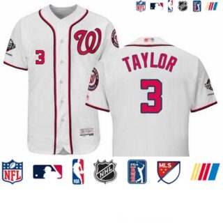 Nationals #3 Michael Taylor White Flexbase Authentic Collection 2019 World Series Champions Stitched Baseball Jersey