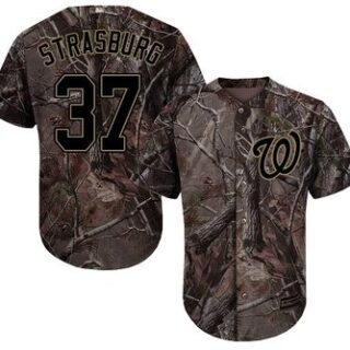 Nationals #37 Stephen Strasburg Camo Realtree Collection Cool Base Stitched Youth Baseball Jersey