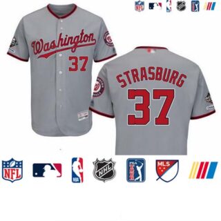 Nationals #37 Stephen Strasburg Grey Flexbase Authentic Collection 2019 World Series Champions Stitched Baseball Jersey