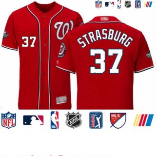 Nationals #37 Stephen Strasburg Red Flexbase Authentic Collection 2019 World Series Bound Stitched Baseball Jersey