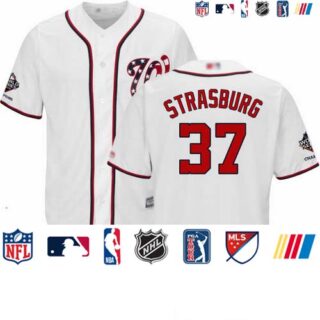 Nationals #37 Stephen Strasburg White Cool Base 2019 World Series Champions Stitched Youth Baseball Jersey