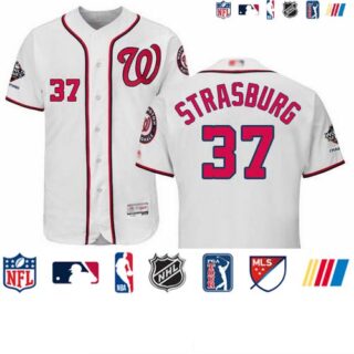 Nationals #37 Stephen Strasburg White Flexbase Authentic Collection 2019 World Series Champions Stitched Baseball Jersey