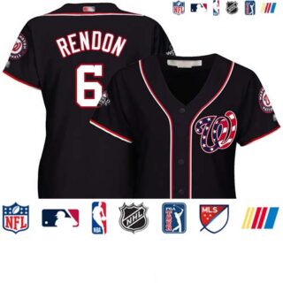 Nationals #6 Anthony Rendon Navy Blue Alternate 2019 World Series Bound Women's Stitched Baseball Jersey