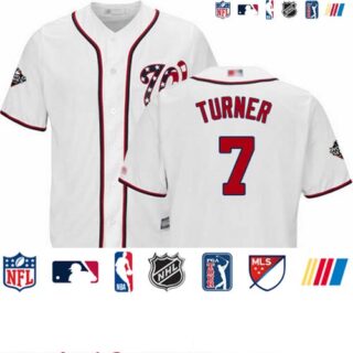 Nationals #7 Trea Turner White Cool Base 2019 World Series Bound Stitched Youth Baseball Jersey