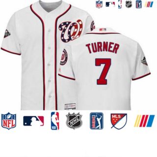 Nationals #7 Trea Turner White Flexbase Authentic Collection 2019 World Series Bound Stitched Baseball Jersey