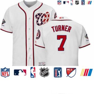 Nationals #7 Trea Turner White Flexbase Authentic Collection 2019 World Series Champions Stitched Baseball Jersey