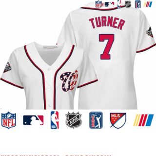 Nationals #7 Trea Turner White Home 2019 World Series Bound Women's Stitched Baseball Jersey