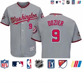 Nationals #9 Brian Dozier Grey Flexbase Authentic Collection 2019 World Series Bound Stitched Baseball Jersey