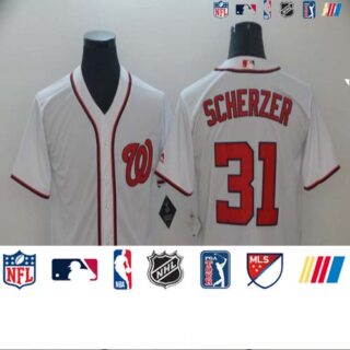 Nationals 31 Max Scherzer White Cool Base Jersey